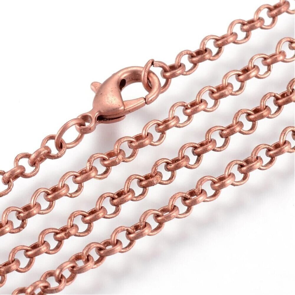 Antique Copper 18" 45cm Long Round 3mm Rolo Link Chain Necklace